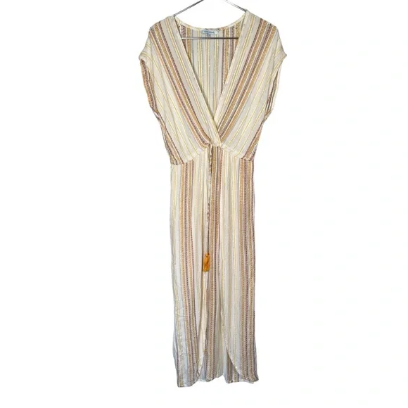 Blue Island Dresses | Blue Island Beach Dress Coverup Metallic Maxi Size Medium | Color: Gold/Silver | Size: M | Telasviajeras's Closet